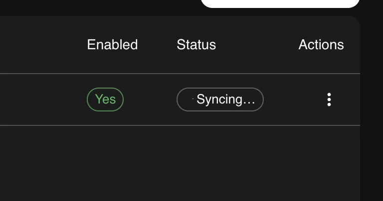 Model sync status in the admin portal